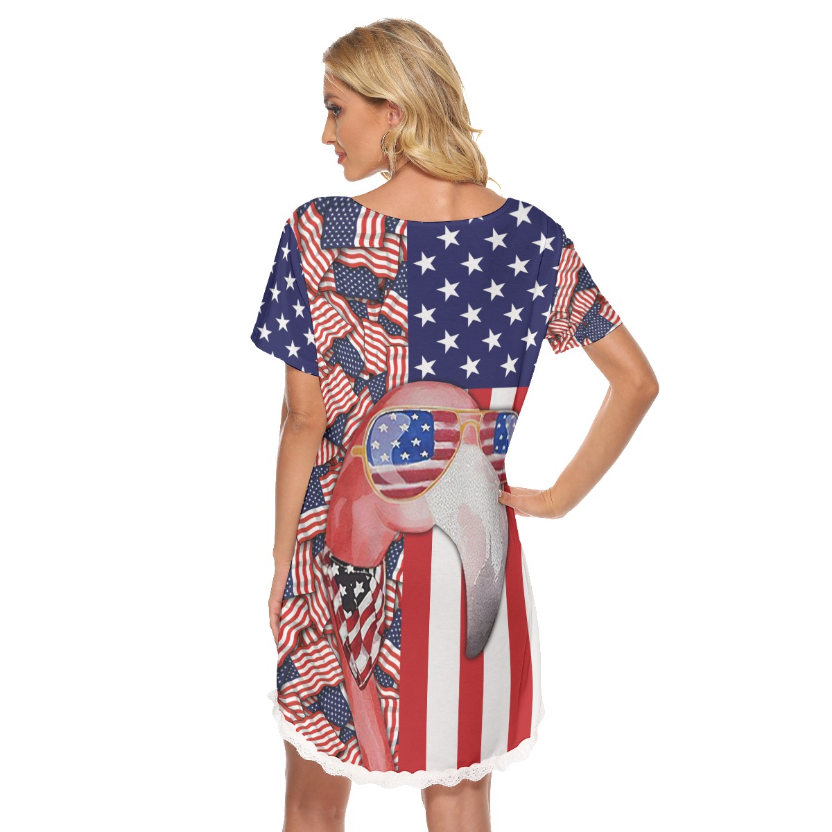 4th Of July Flamingo Aloha Dress For Women