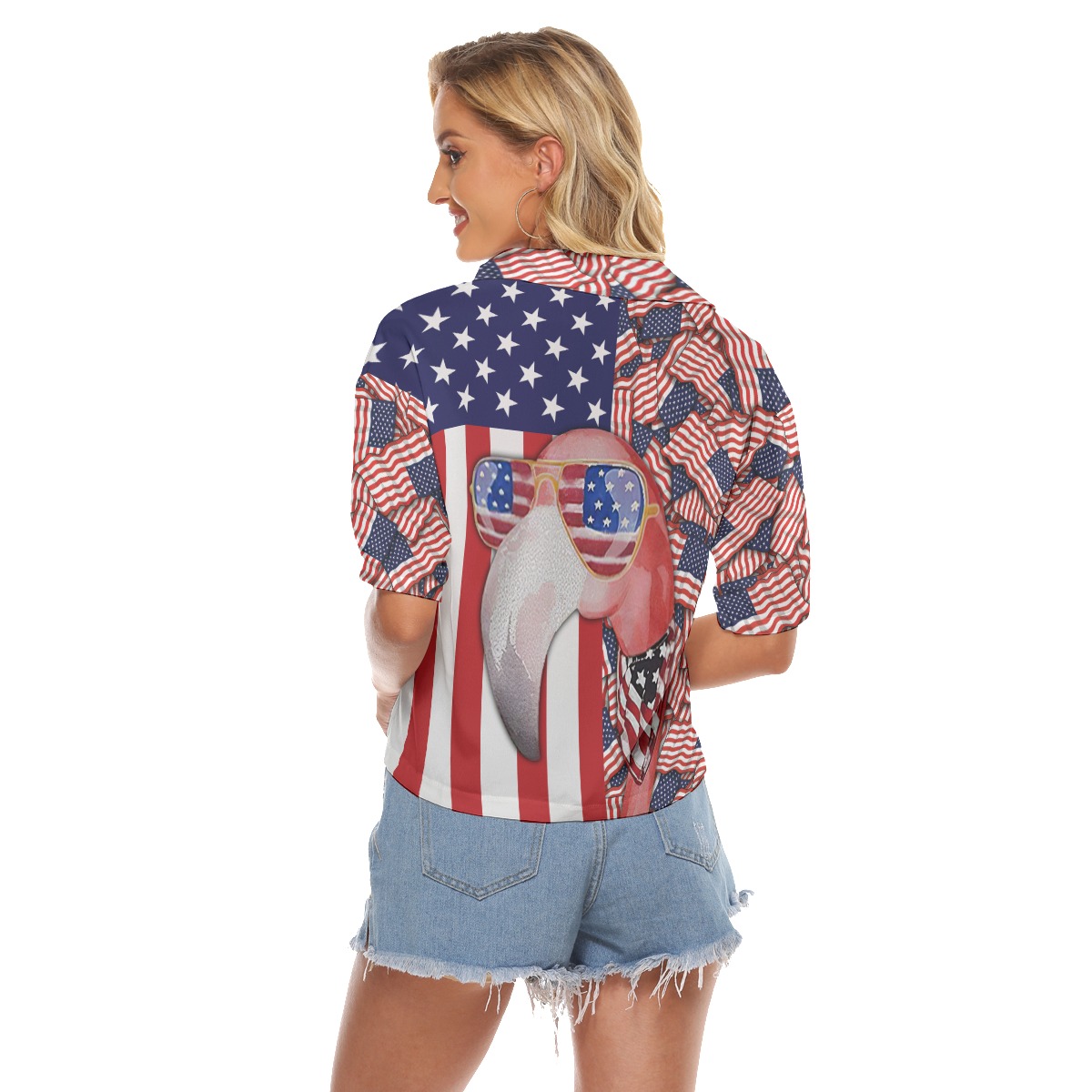 Flamingo 4th Of July Hawaiian Crop Top For Women
