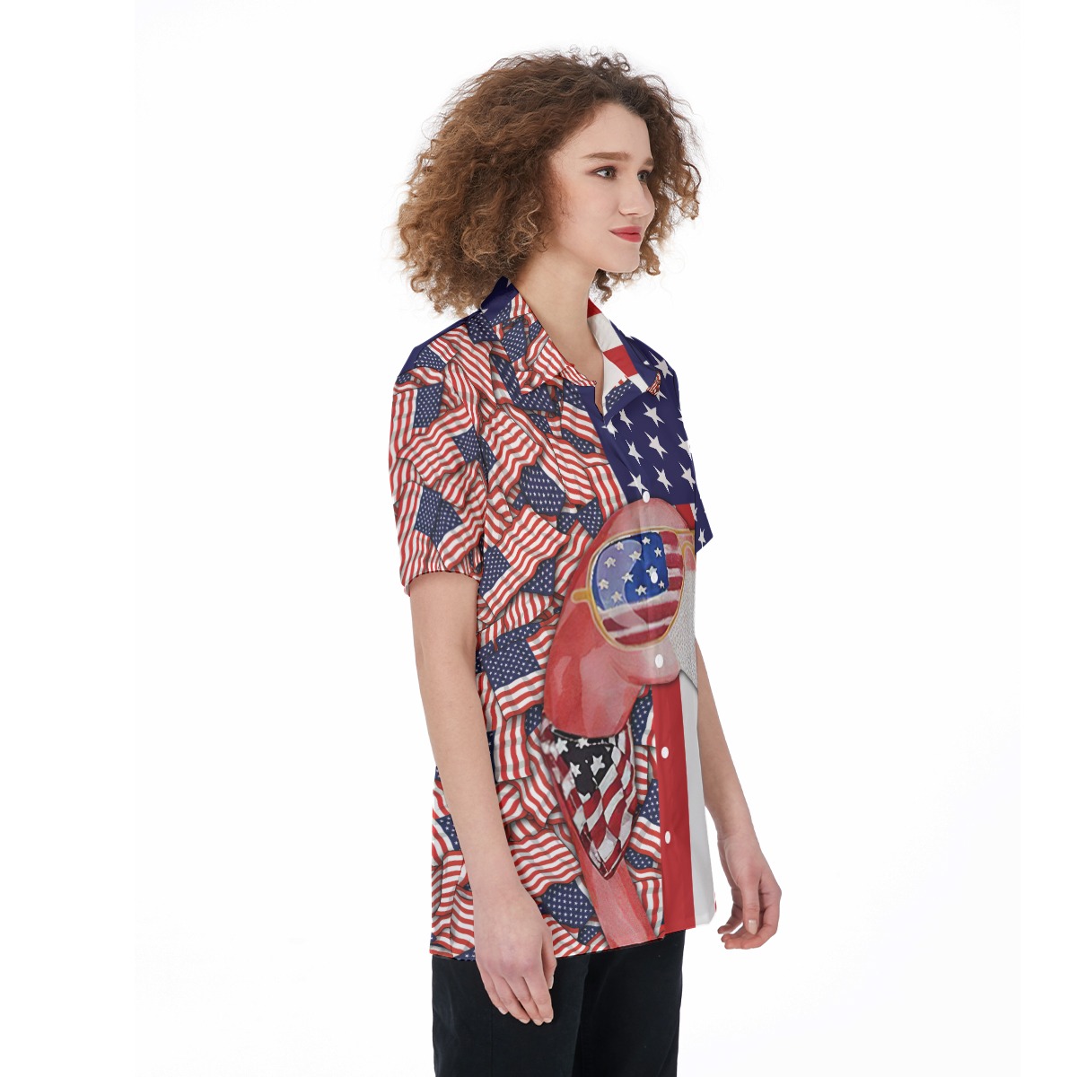 Patriotic Flamingo 4th Of July Hawaiian Shirt For Women