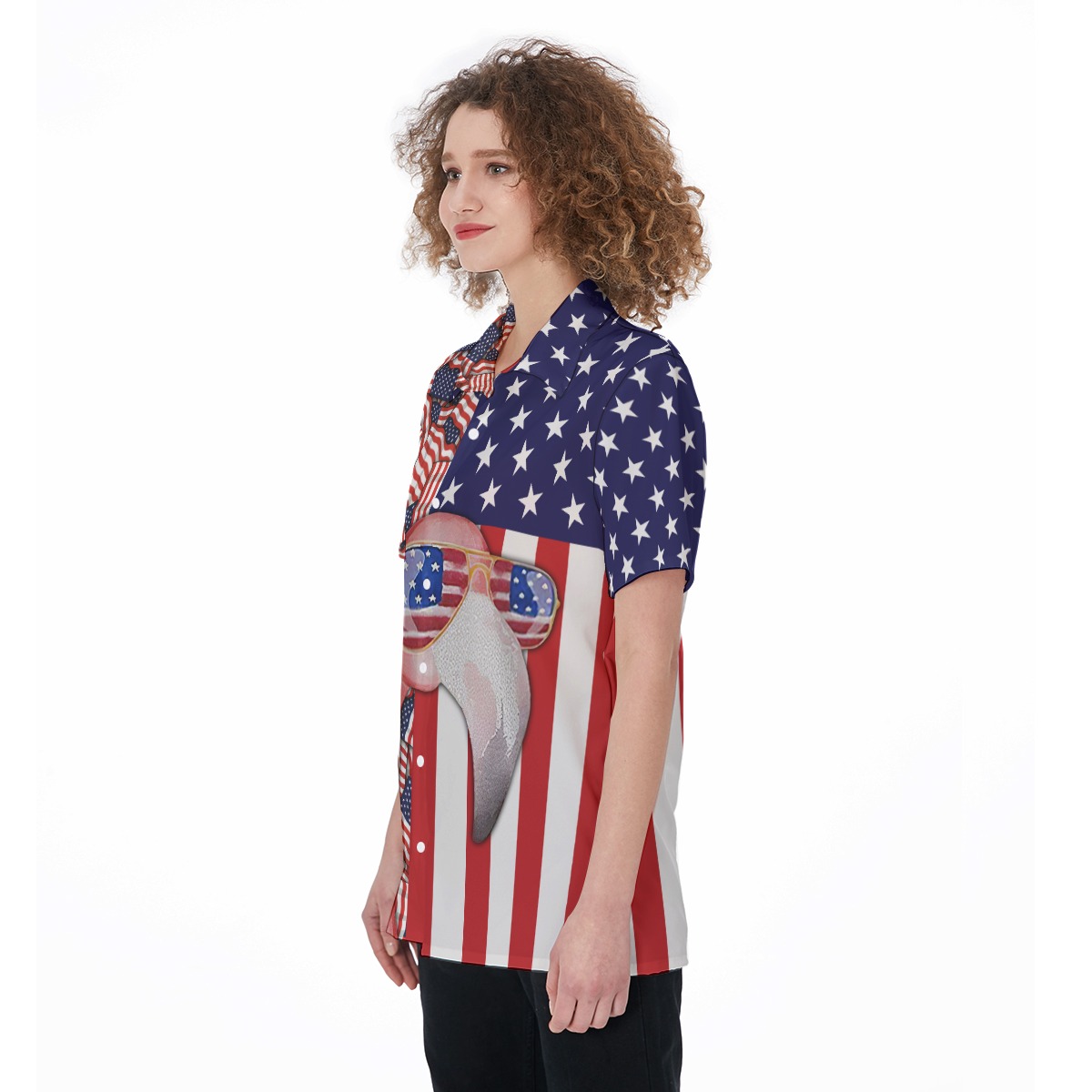Patriotic Flamingo 4th Of July Hawaiian Shirt For Women