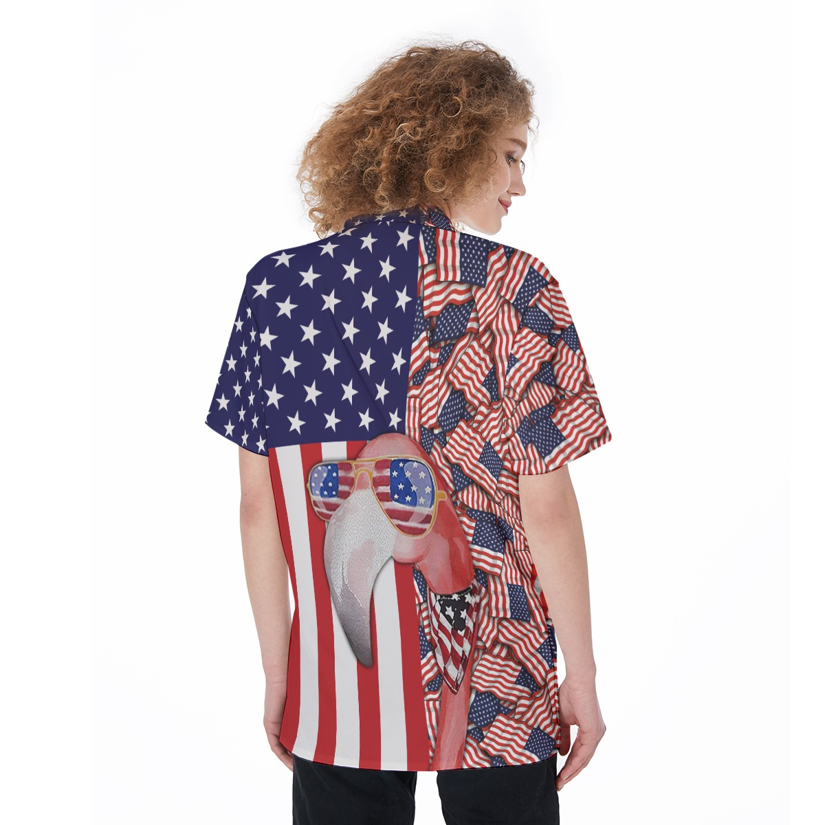 Patriotic Flamingo 4th Of July Hawaiian Shirt For Women
