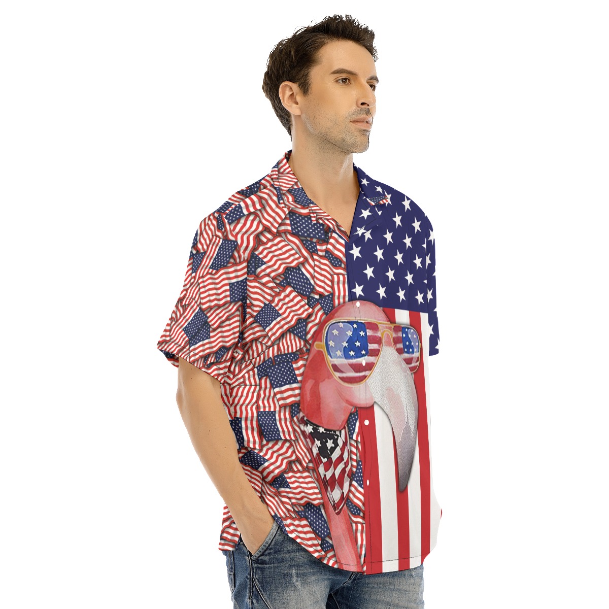 Flamingo 4th Of July American Flag Hawaiian Shirt
