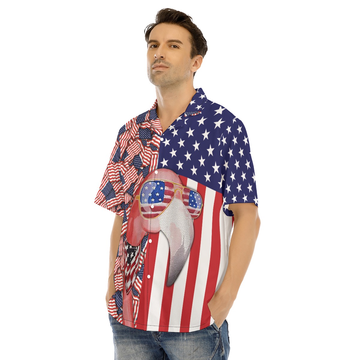 Flamingo 4th Of July American Flag Hawaiian Shirt