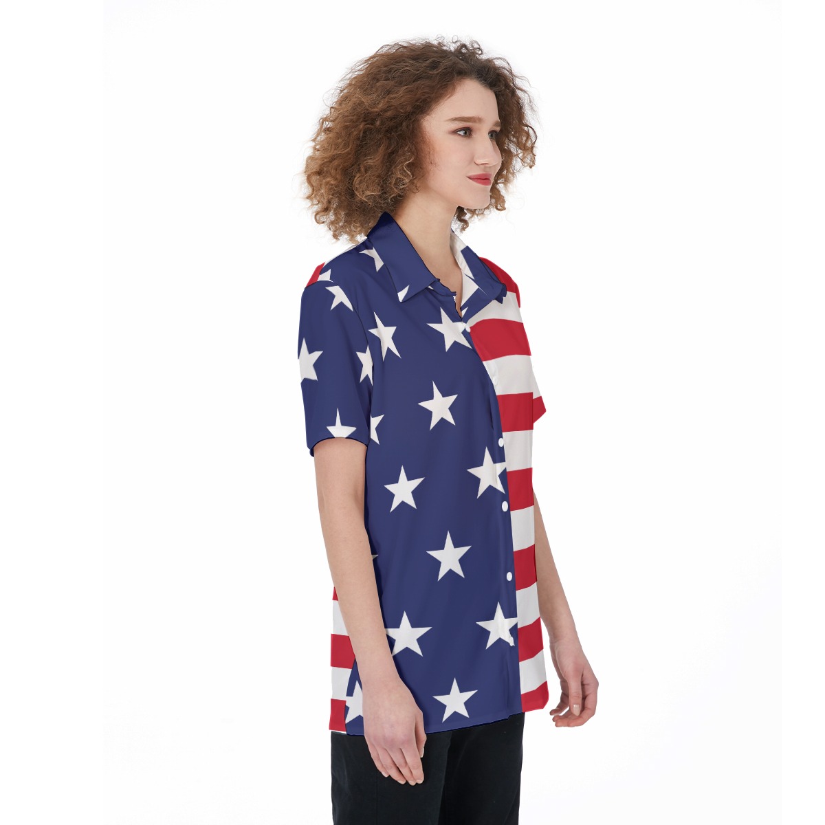 American Flag Hawaiian Shirt For Women