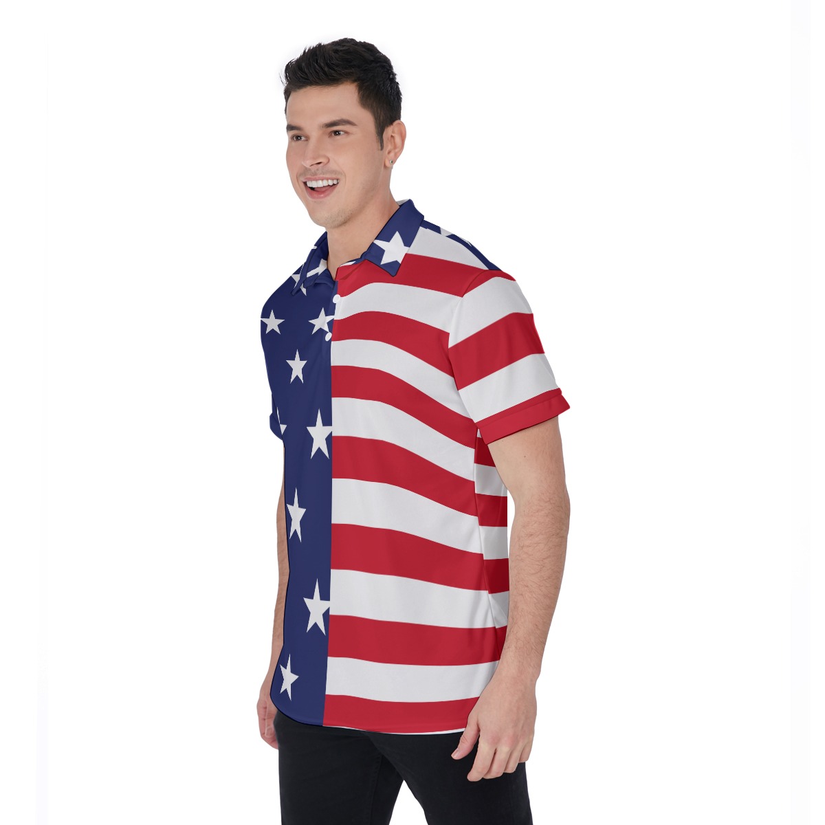 American Flag Blue Red And White Men's Polo Shirt