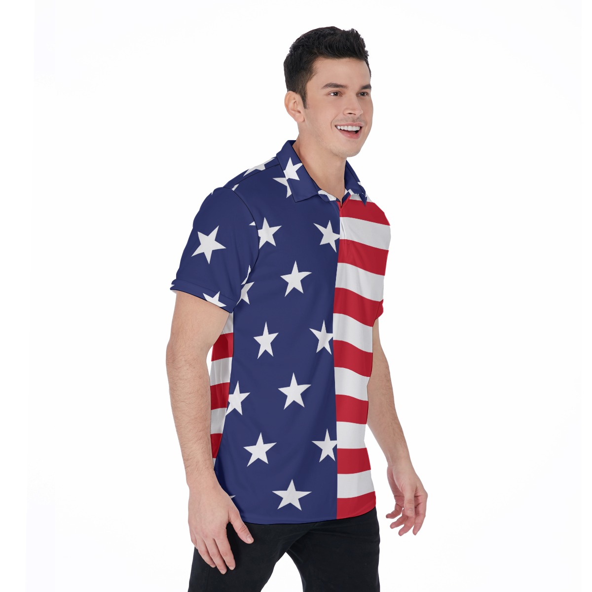 American Flag Blue Red And White Men's Polo Shirt