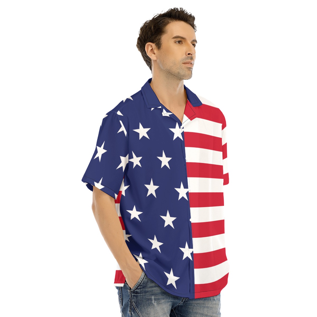 American Flag Hawaiian Button Up Shirt