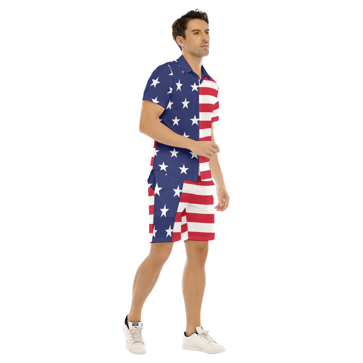 American Flag Matching Hawaiian Shirt And Shorts