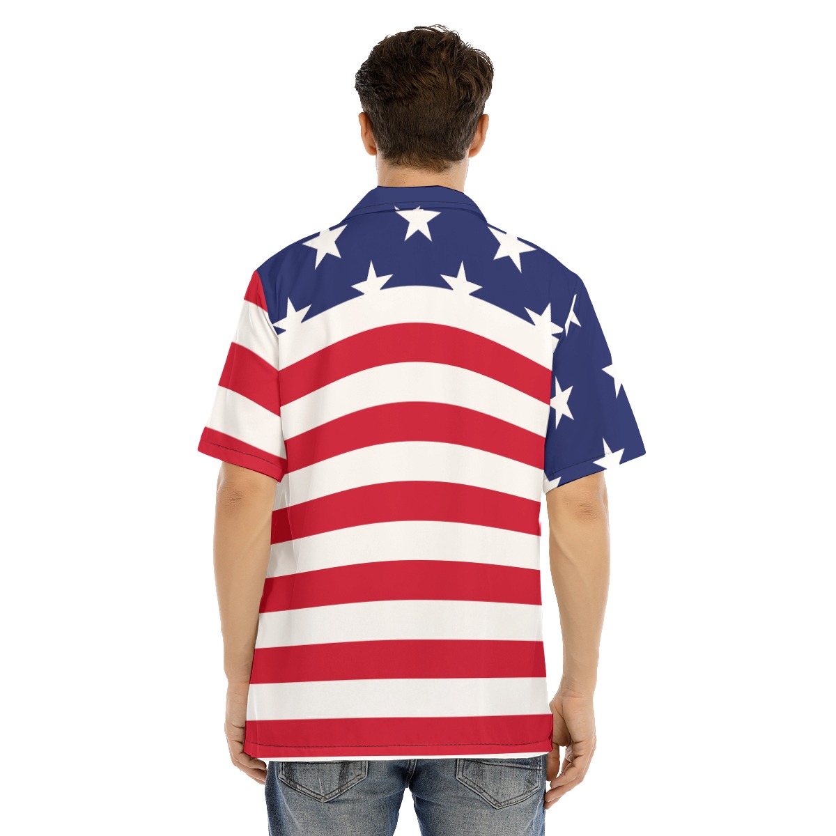 American Flag Hawaiian Button Up Shirt