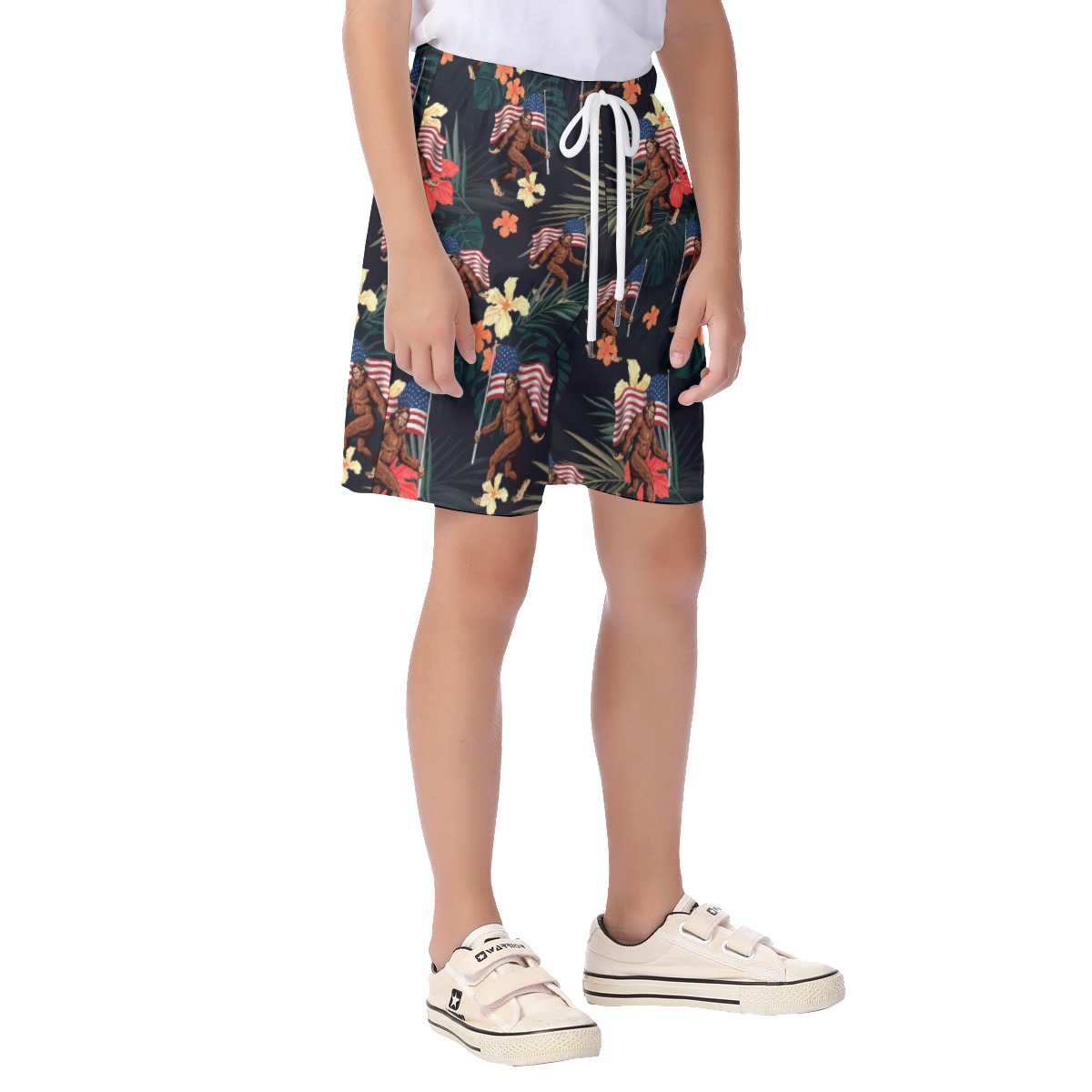 Big Foot Patriotic Swim Trunks For Kids
