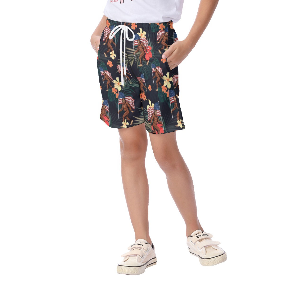 Big Foot Patriotic Swim Trunks For Kids