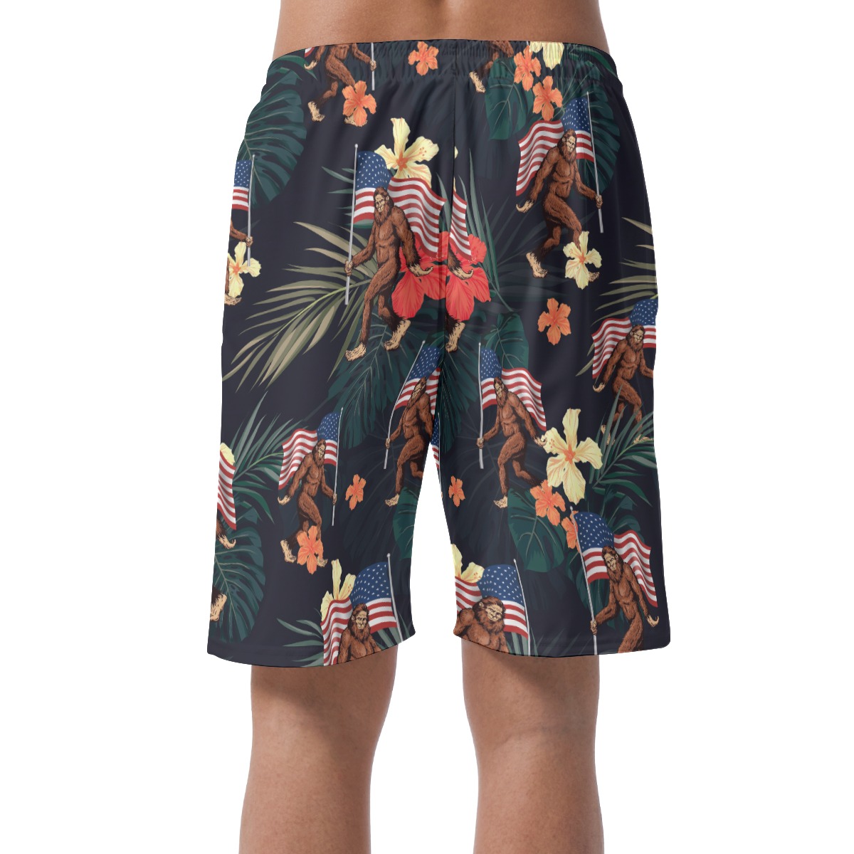 Bigfoot USA Flag Beach Shorts For Men