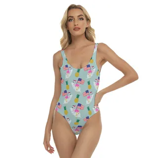 Sexy Flamingo 4th Of July Aloha One Piece Swimsuit For Women