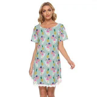 Patriotic Flamingo Tropical Hawaiian Dress