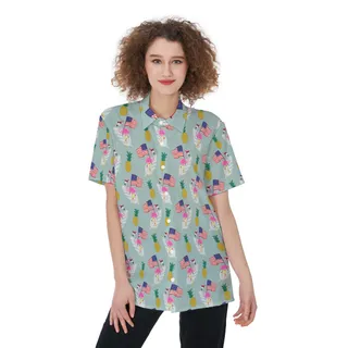 Patriotic Flamingo American Flag Hawaiian Shirt
