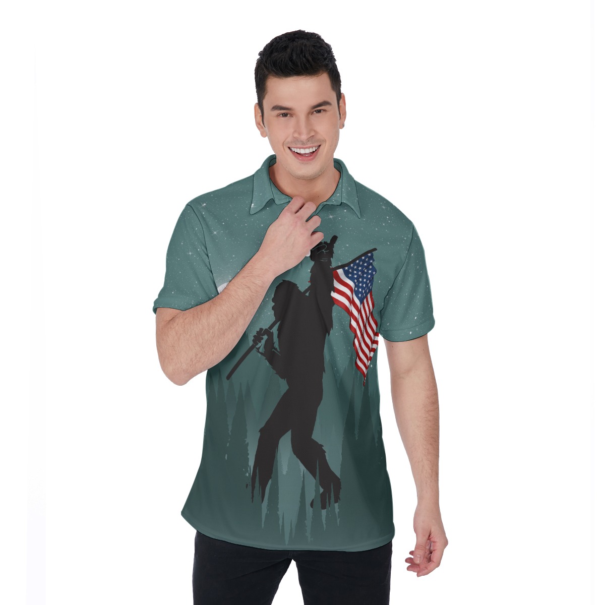Big Foot Hawaiian Polo Shirt For Men - variant image 1