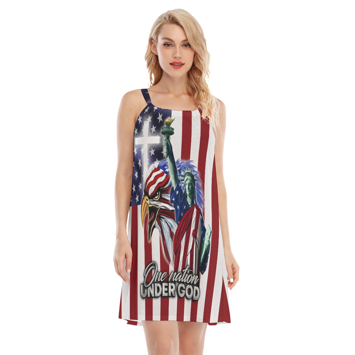 Proud American Flag Hawaiian Cami Dress For 4th Of July Outfit - variant image 1