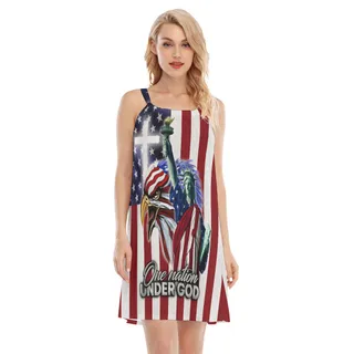 Proud American Flag Hawaiian Cami Dress For 4th Of July Outfit