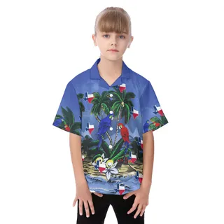 Texas Parrots Funky Tropical Shirt For Kids