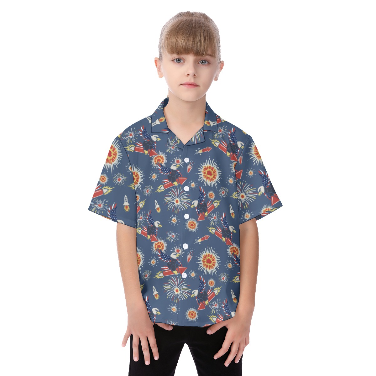 4th Of July America Eagle Kid's Hawaiian Shirt - variant image 1