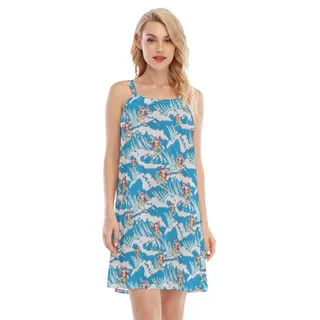 Funny Surfing Santa Christmas Summer Dress For Women