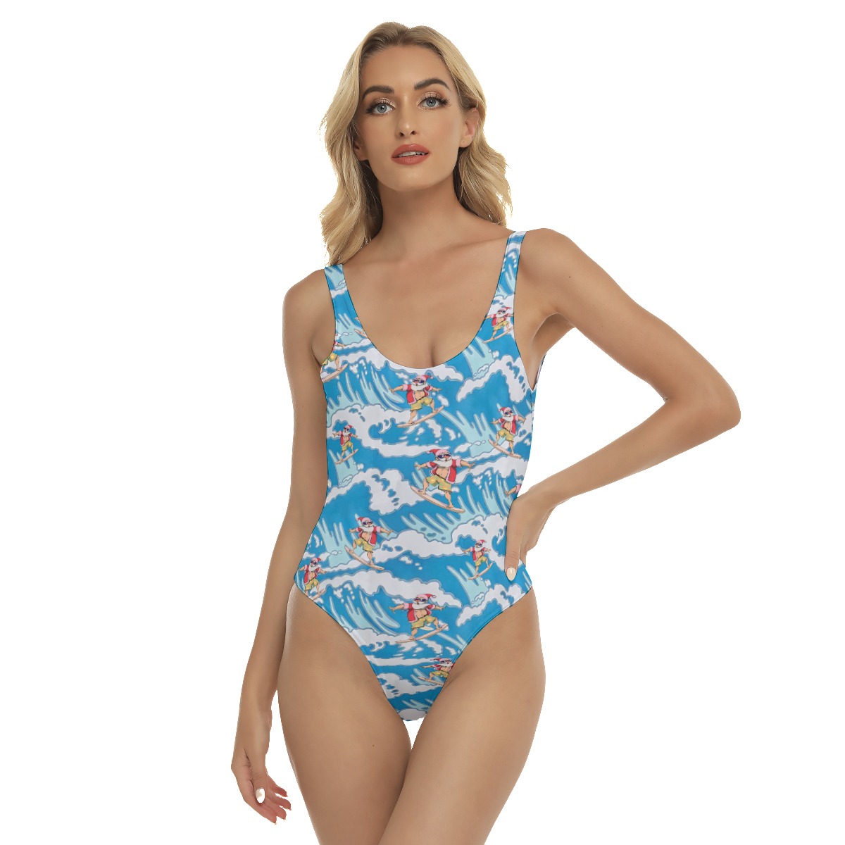 Surfing Santa Christmas Summer Swimsuit For Women - variant image 1