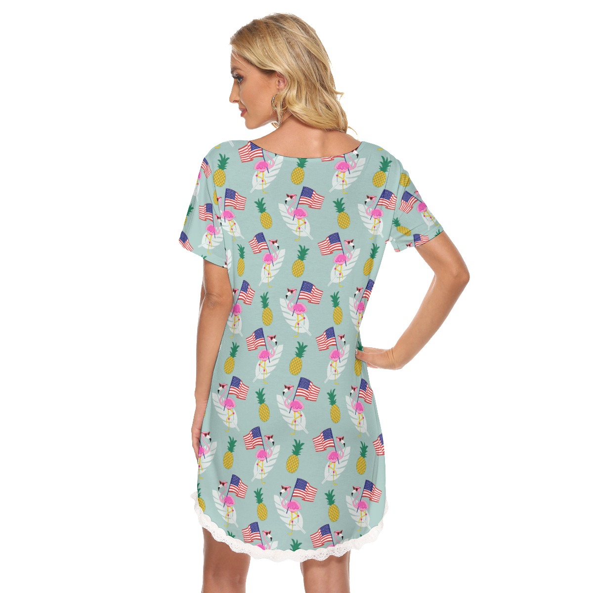 Patriotic Flamingo Tropical Hawaiian Dress