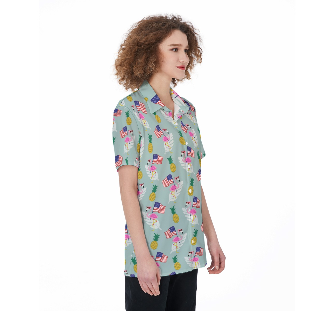 Patriotic Flamingo American Flag Hawaiian Shirt