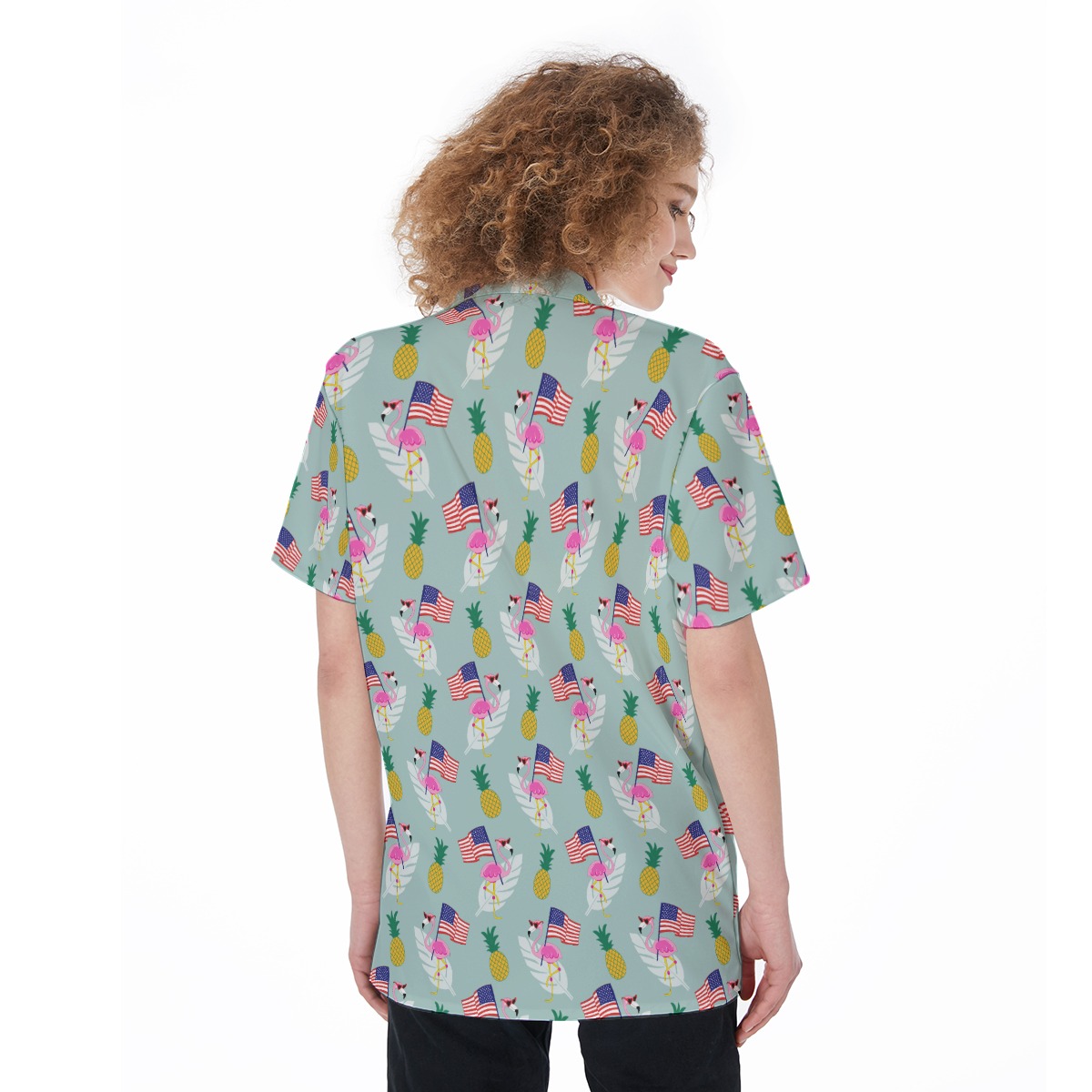 Patriotic Flamingo American Flag Hawaiian Shirt