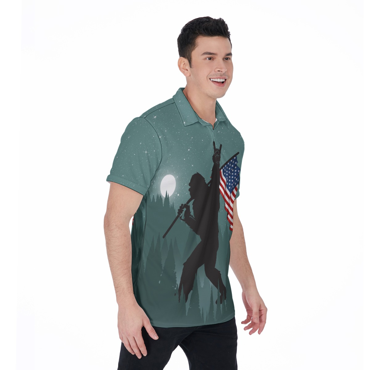 Big Foot Hawaiian Polo Shirt For Men