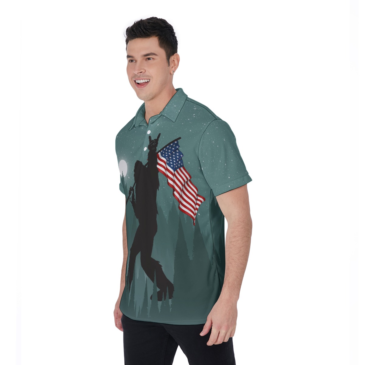 Big Foot Hawaiian Polo Shirt For Men