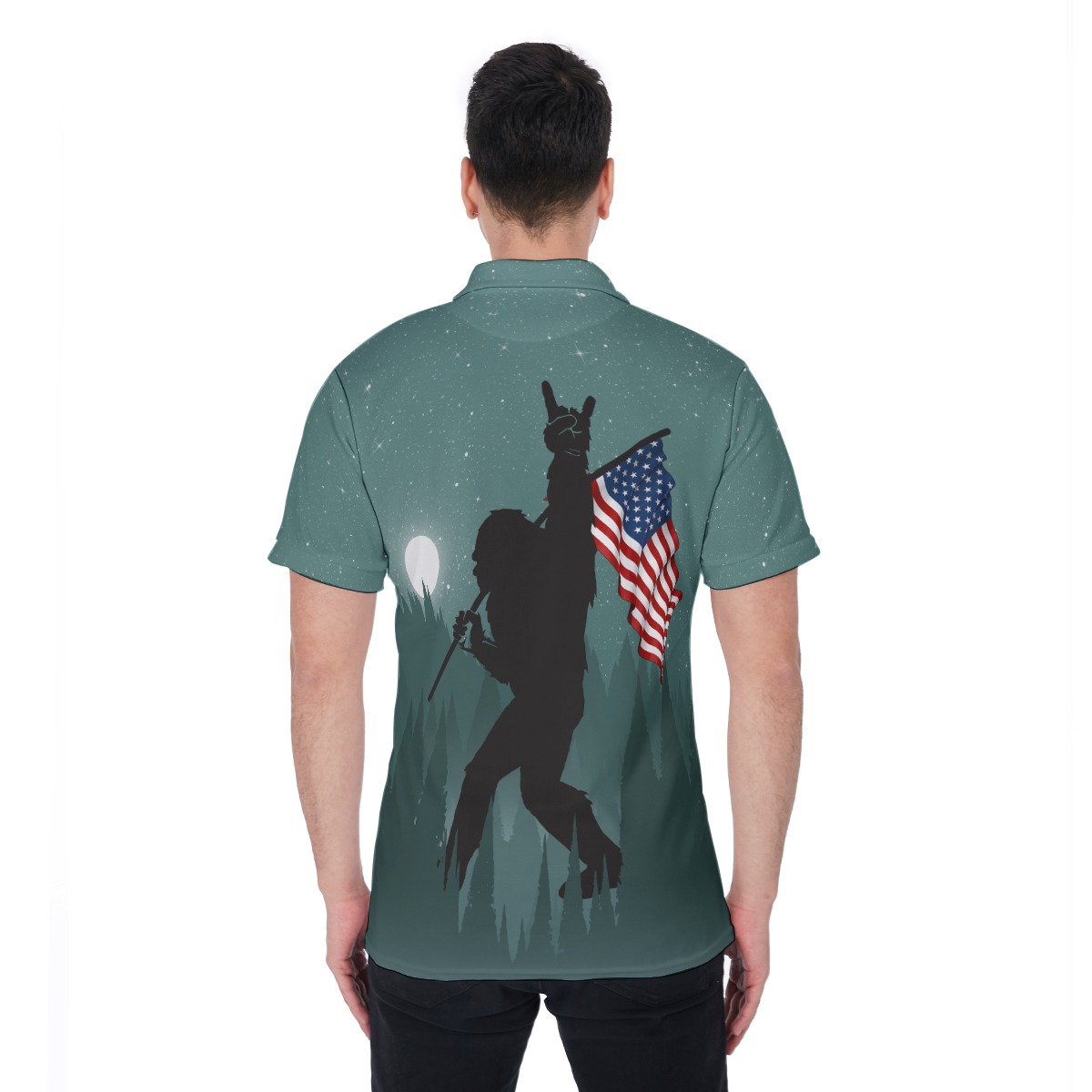 Big Foot Hawaiian Polo Shirt For Men