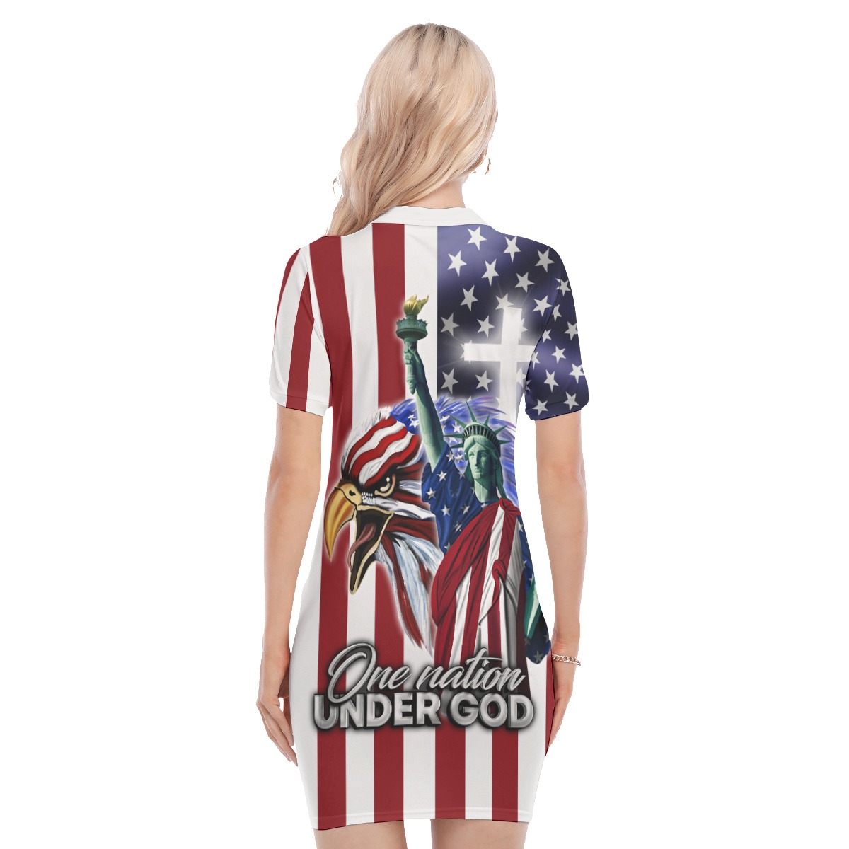Cool American Flag Eagle Women's Polo Dress