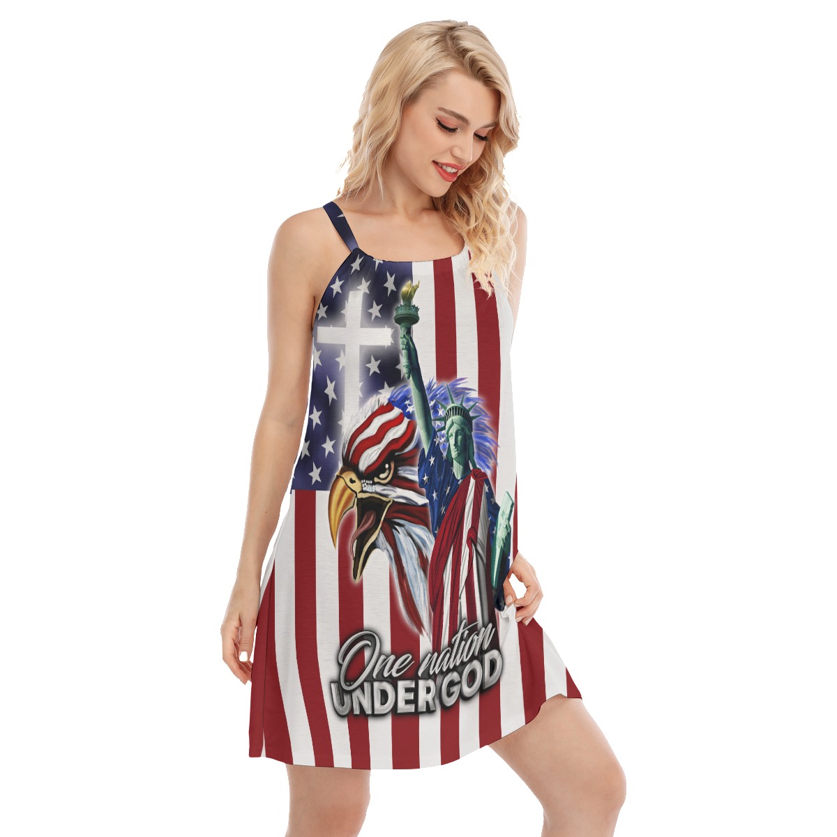 Proud American Flag Hawaiian Cami Dress For 4th Of July Outfit