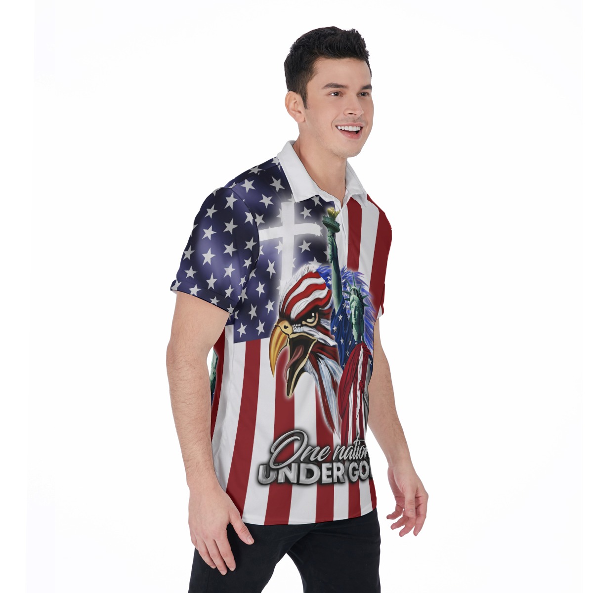 USA Under God Men's Polo Shirt For 4th Of July Outfit