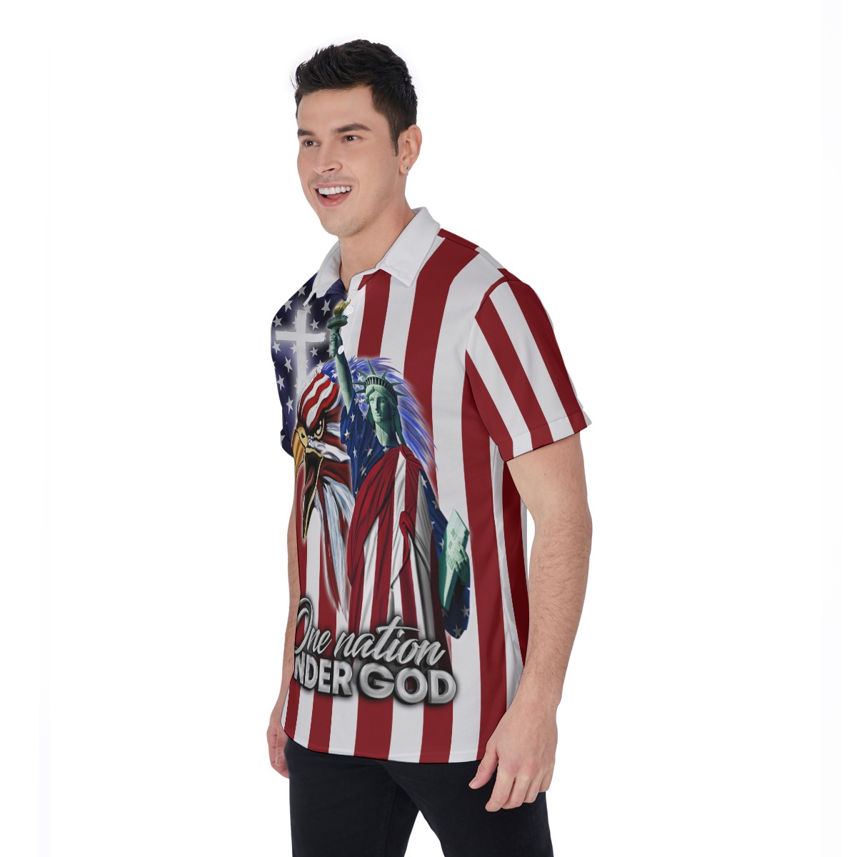 USA Under God Men's Polo Shirt For 4th Of July Outfit