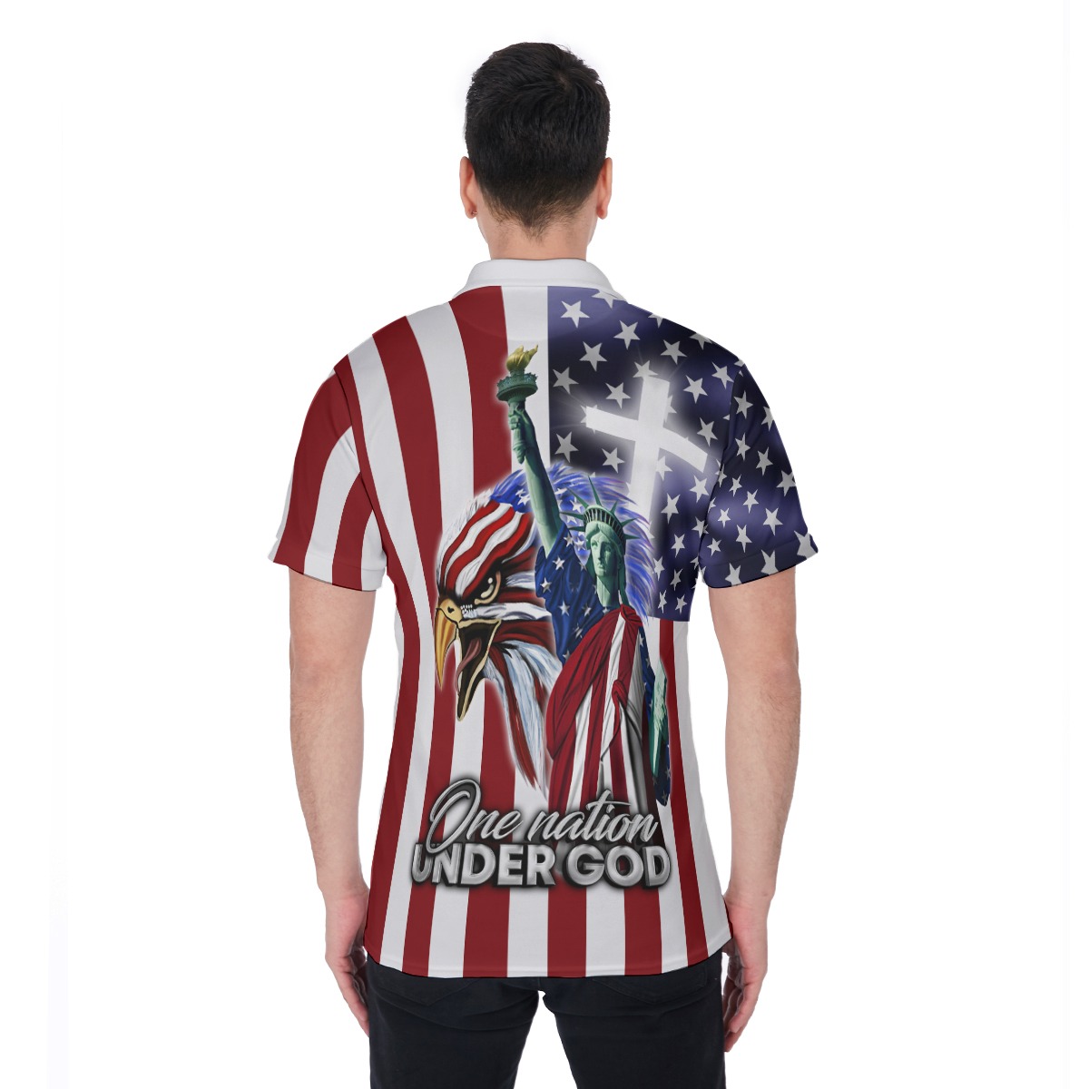 USA Under God Men's Polo Shirt For 4th Of July Outfit