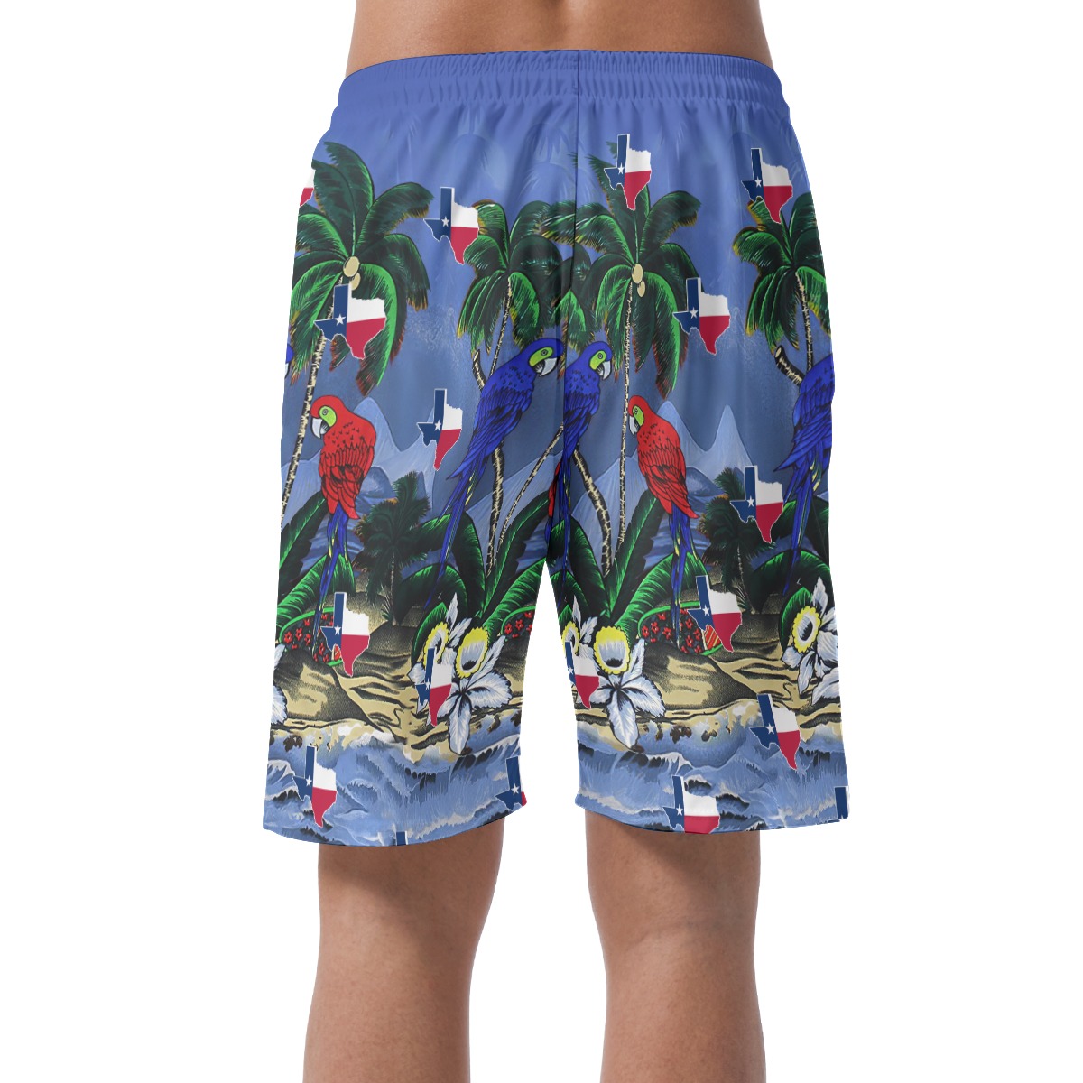 Texas Parrots Tropical Hawaiian Beach Shorts For Men