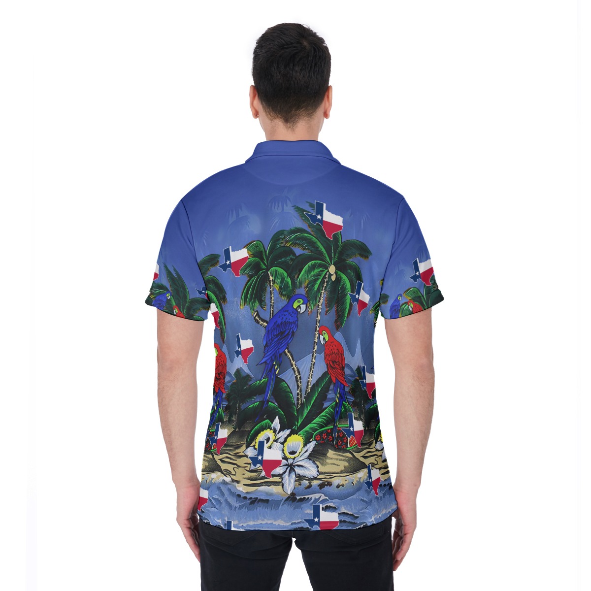 Tropical Parrots Texas Hawaiian Polo Shirt
