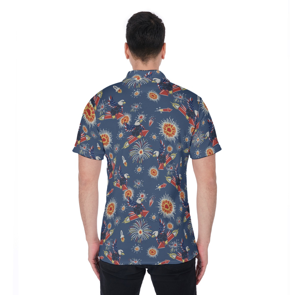 4th Of July Proud American Men's Hawaiian Polo Shirt