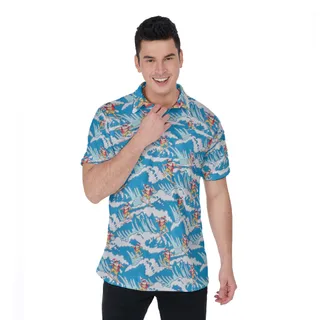 Santa Surfing Christmas Hawaiian Polo Shirt