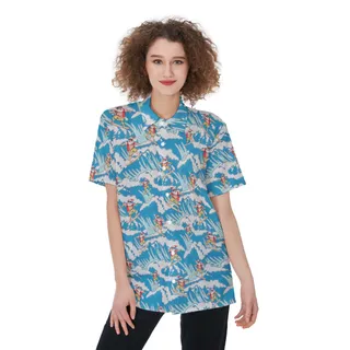 Santa Claus Surfing Beach Shirt For Women