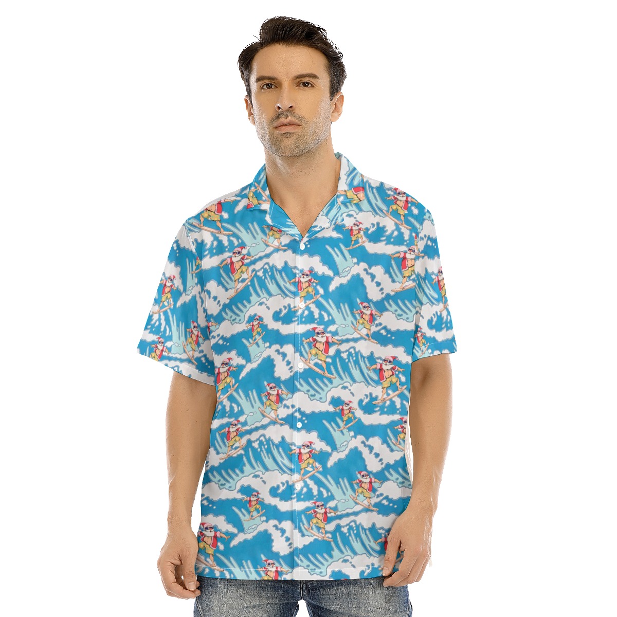 Surfing Santa Christmas Hawaiian Shirt - variant image 1