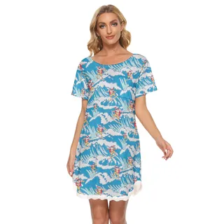 Surfing Santa Christmas Summer Dress For Women