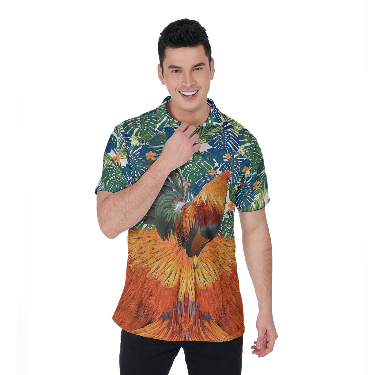 Funny Chicken Tropical Polo Shirt For Men - variant image 1