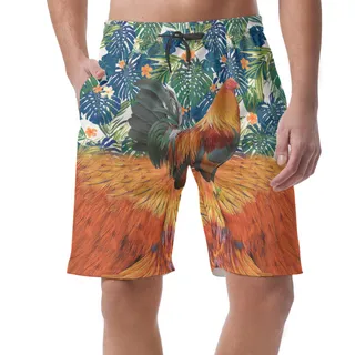 Chicken Hawaiian Beach Shorts For Men