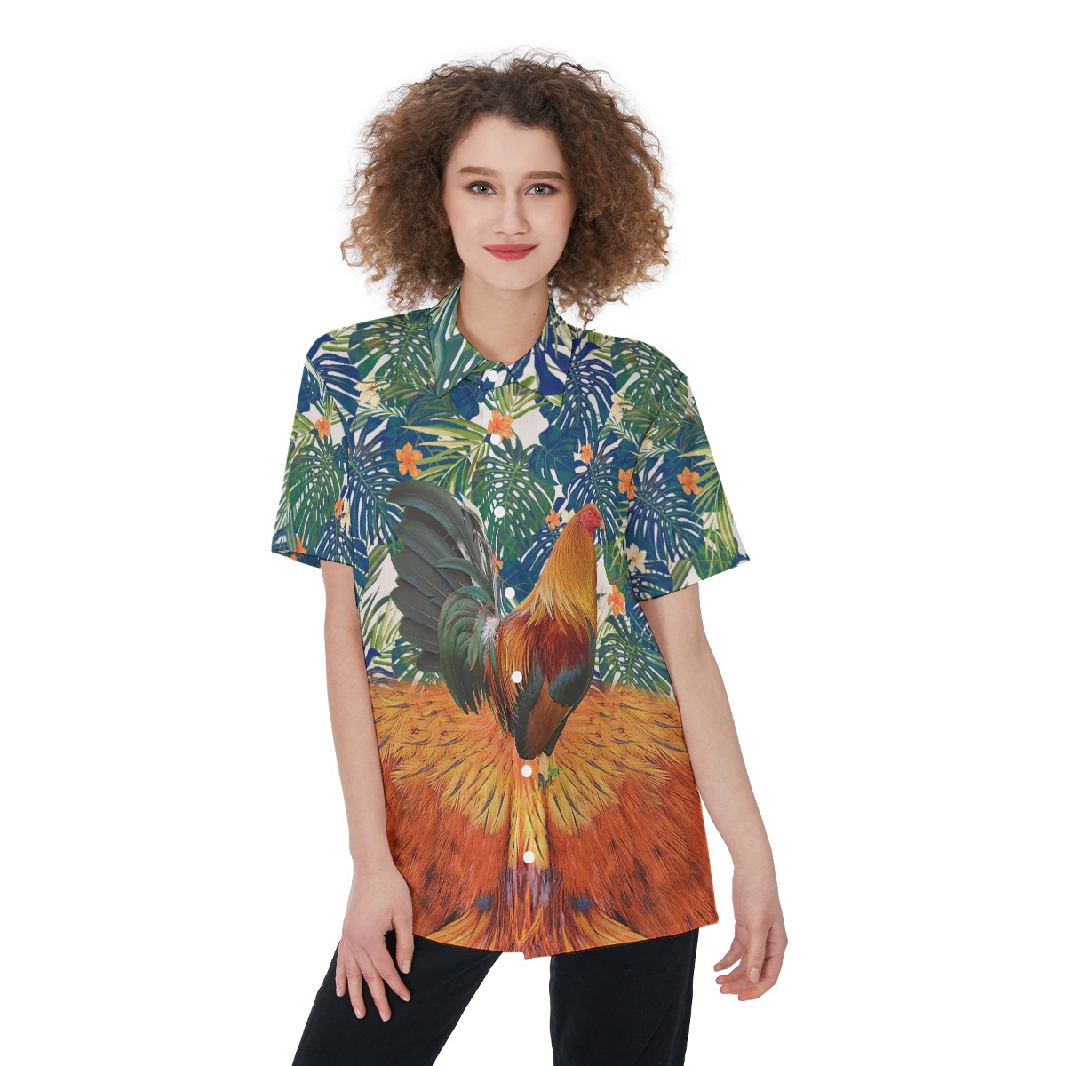 Funny Chicken Women's Hawaiian Shirt - variant image 1