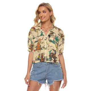 Horse Riding In The Desert Hawaiian Crop Top For Women