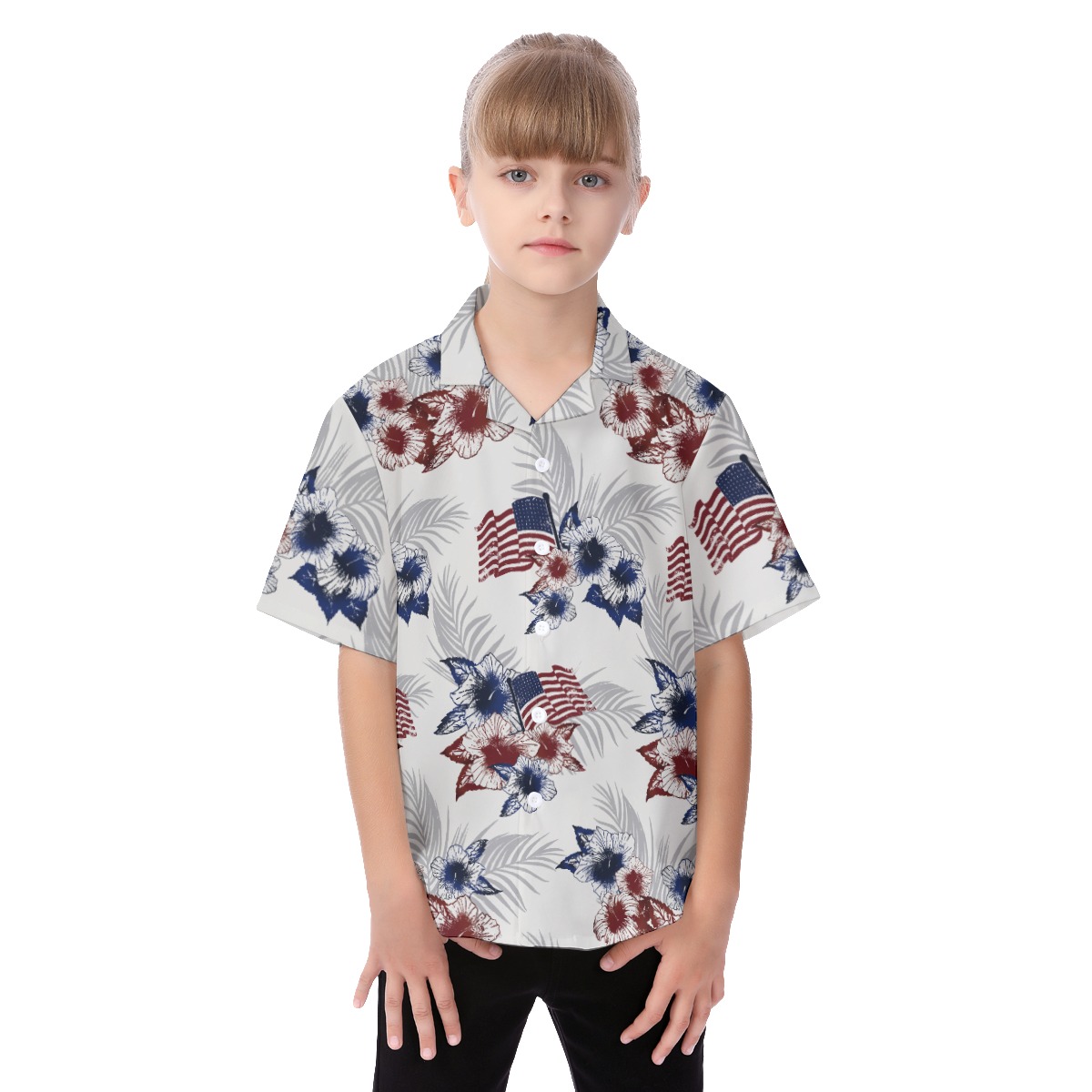 American Flag 4th Of July Hawaiian Shirt For Kids - variant image 1