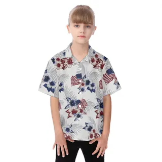 American Flag 4th Of July Hawaiian Shirt For Kids